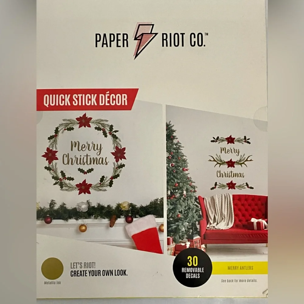 Decorative‎ Merry Christmas Antlers Sticker Decor